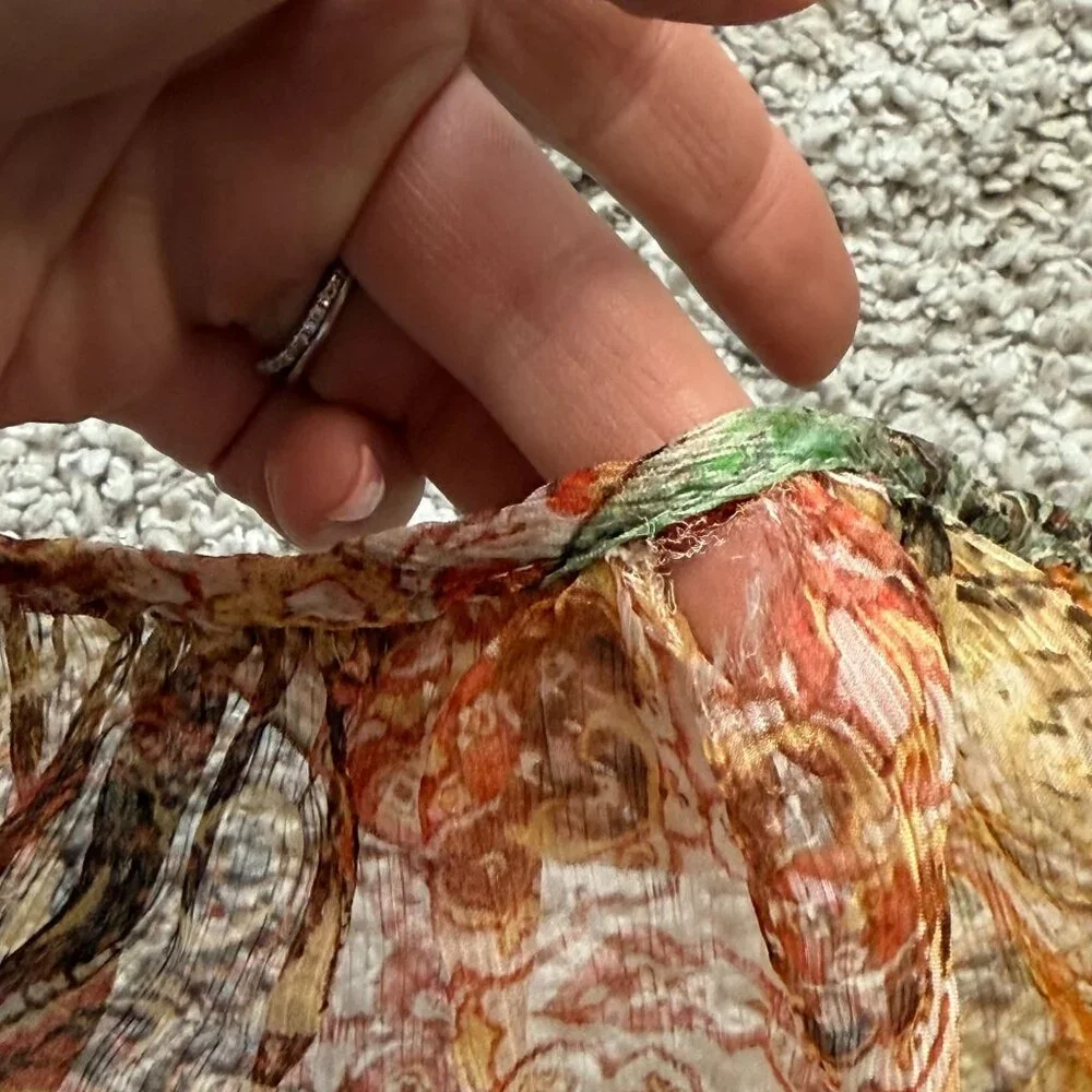 Johnny Was Kanarra Tiered Silk Blouse Flare Sleeves Boho Peasant Size Medium - Picture 9 of 10